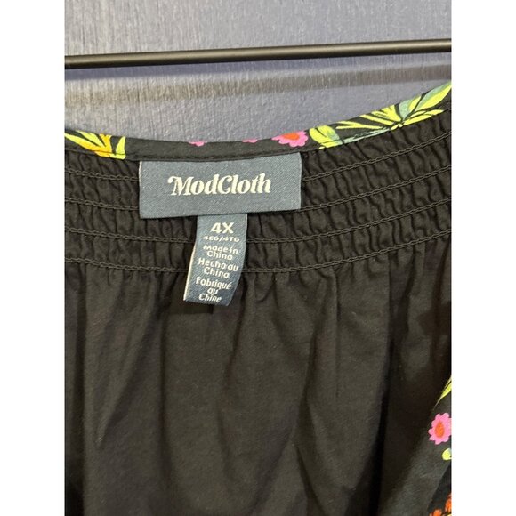 ModCloth Black Floral Flutter Sleeve Midi Dress 4X‎ - Picture 5 of 5